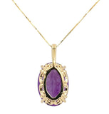 14k Yellow Gold 15.38 Carat Oval Cut Genuine Natural Amethyst Pendant (#J7191)