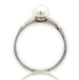 10k White Gold Ring with Small Cultured Pearl Size 6.25 Jewelry (#J6617)