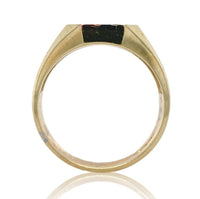 10k Yellow Gold Men's Signet RIng w/Rose Gold White Gold Bands Size 10.5 #J7005