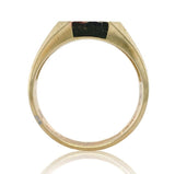 10k Yellow Gold Men's Signet RIng w/Rose Gold White Gold Bands Size 10.5 #J7005