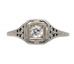18k Gold Art Deco .15ct Genuine Natural Diamond Filigree Ring Size 7.75 (#J6901)