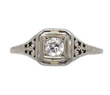 18k Gold Art Deco .15ct Genuine Natural Diamond Filigree Ring Size 7.75 (#J6901)