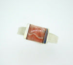 Sterling 8mm Pink Genuine Natural Rhodochrosite Cabochon Ring Square (#J5046)