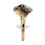 10k Yellow Gold Bypass Ring with Australian Opals in Flower Settings (#J7400)