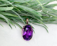 14k Rose Gold 20.56 Carat Oval Genuine Natural Amethyst Pendant (#J7229)