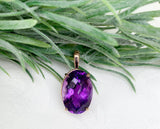 14k Rose Gold 20.56 Carat Oval Genuine Natural Amethyst Pendant (#J7229)
