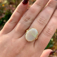 14k Yellow Gold 5.86 Carat Australian Genuine Natural Opal Ring (#J6335)