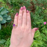 14k Yellow Gold 1.90 Carat Cushion Cut Genuine Natural Amethyst Ring (#J7414)