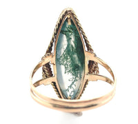 10k Yellow Gold Handwrought Genuine Natural Moss Agate Ring Size 5 (#J6580)