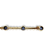 14k Yellow Gold with Platinum Top Montana Sapphire and Pearl Pin (#J6878)