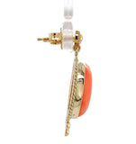 14k Yellow Gold Natural Coral Drop Earrings 11.53ct Total Weight (#J7293)
