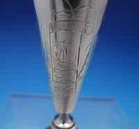 Russian .875 Silver Cordial Cup Engraved with Cattails Flowers Wheat (#4332)