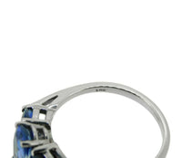 14k White Gold 1.49 Carat TW Blue Genuine Natural Sapphire 3 Stone Ring (#J555)