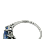 14k White Gold 1.49 Carat TW Blue Genuine Natural Sapphire 3 Stone Ring (#J555)