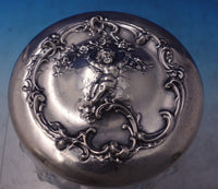 Art Nouveau by Mauser Sterling Silver Cut Crystal Dresser Jar with Putti (#7254)