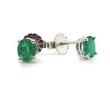 Platinum .63cttw Fine Genuine Natural Emerald Stud Earrings Jewelry (#J6316)