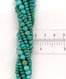 14k Yellow Gold Genuine Natural Sonora Turquoise Torsade Necklace (#J5645)