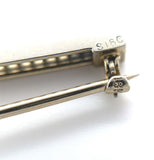 Art Deco 18k White Gold Bar Pin with Synthetic Lab-Created Sapphires (#J6450)