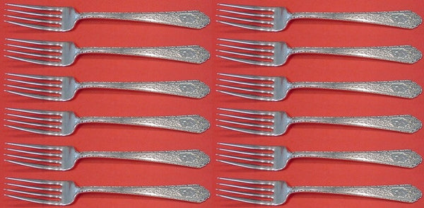Mary II by Lunt Sterling Silver Regular Fork Set of 12 pcs 7 1/8" Flatware