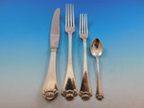 Waterlily Aakande by Hans Hansen Danish Silver Flatware Set Service 48 Pcs