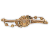 Victorian 12k Gold Mother of Pearl and Seed Pearl Flower Pin Brooch (#J6691)