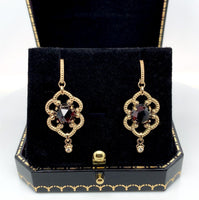 14k Yellow Gold 5 Carat TW Genuine Natural Garnet Double Drop Earrings (#J6321)