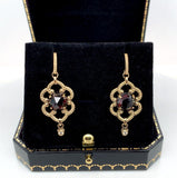 14k Yellow Gold 5 Carat TW Genuine Natural Garnet Double Drop Earrings (#J6321)