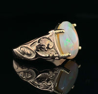 10k and 14k 1.98 Carat Australian Genuine Natural Opal Ring Size 7 (#J6573)