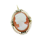 Victorian Agate Hard Stone Cameo Pin with Pearls (#J332)