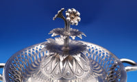 Austrian .813 Silver Sugar Bowl w/ 3-D Leaf and Flower 3 Level Finial (#8442)