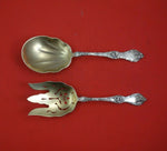 Les Cinq Fleurs by Reed and Barton Sterling Silver Salad Serving Set 2pc GW 9"