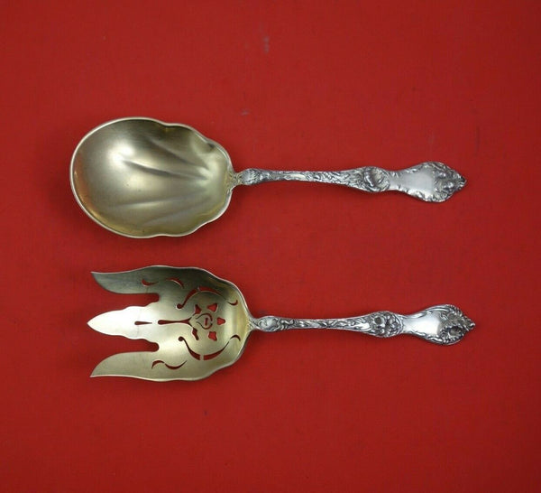 Les Cinq Fleurs by Reed and Barton Sterling Silver Salad Serving Set 2pc GW 9"
