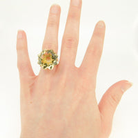 14k Gold Large Specialty Flower Star Cut Genuine Smoky Quartz Ring (#J4244)