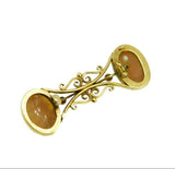 9k Yellow Gold Pin with Pair of Shell Genuine Natural Cameos (#J335)