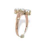 10k Rose Gold Three Stone Victorian Genuine Natural Moonstone Ring 9.5 (#J6941)