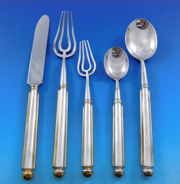 Vuillermet Aines of Lyon France Silverplate w/ gold accent Flatware Set 40 pcs