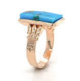 10k Rose Gold Victorian Kingman Genuine Natural Turquoise Ring Size 6.5 (#J6564)