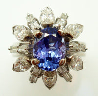 14k Gold 1.35ct Genuine Natural Tanzanite and 1.50ct Diamond Cocktail Ring #J787