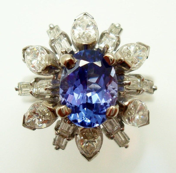 14k Gold 1.35ct Genuine Natural Tanzanite and 1.50ct Diamond Cocktail Ring #J787