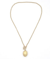 14k Yellow Gold Oval Locket with Decorative Engraving Heavy Chain (#J6514)