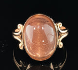 14k Rose Gold 7.22 Carat Oval Cabochon Cut Oregon Genuine Sunstone Ring (#J7536)