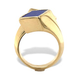 18k Yellow Gold Heavy Modern Genuine Natural Lapis Bypass Ring Size 6.25 #J7308