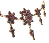 Genuine Natural Bohemian Garnet Necklace w/Five Rosettes w/Drops 16.75" (#J5434)