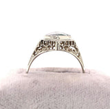 10k White Gold Hexagon Moss Genuine Natural Agate Filigree Ring (#J5749)