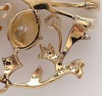 14k Yellow Gold Art Nouveau Pendant with Mississippi Pearls (#J6165)