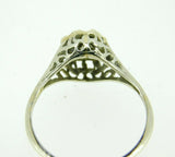 Art Deco 14k White Gold Genuine Natural Diamond Filigree Ring .13ct (#J809)
