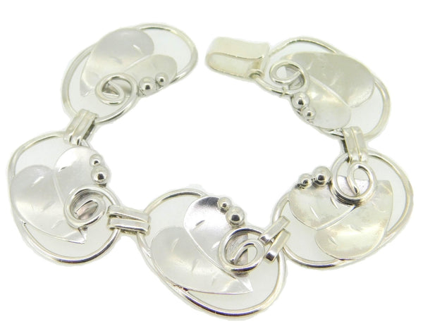 Hand Wrought Sterling Silver Leaf Bracelet (#J4073)