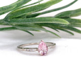 14k White Gold Pear Shaped .60ct Genuine Natural Morganite Diamond Ring (#J7408)