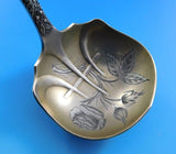 Arlington by Towle Sterling Silver Gravy Ladle Gold washed Bright Cut Rose 7"