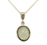 14k Gold Oval 1.23 Carat Australian Genuine Natural Opal Pendant Bezel (#J6714)